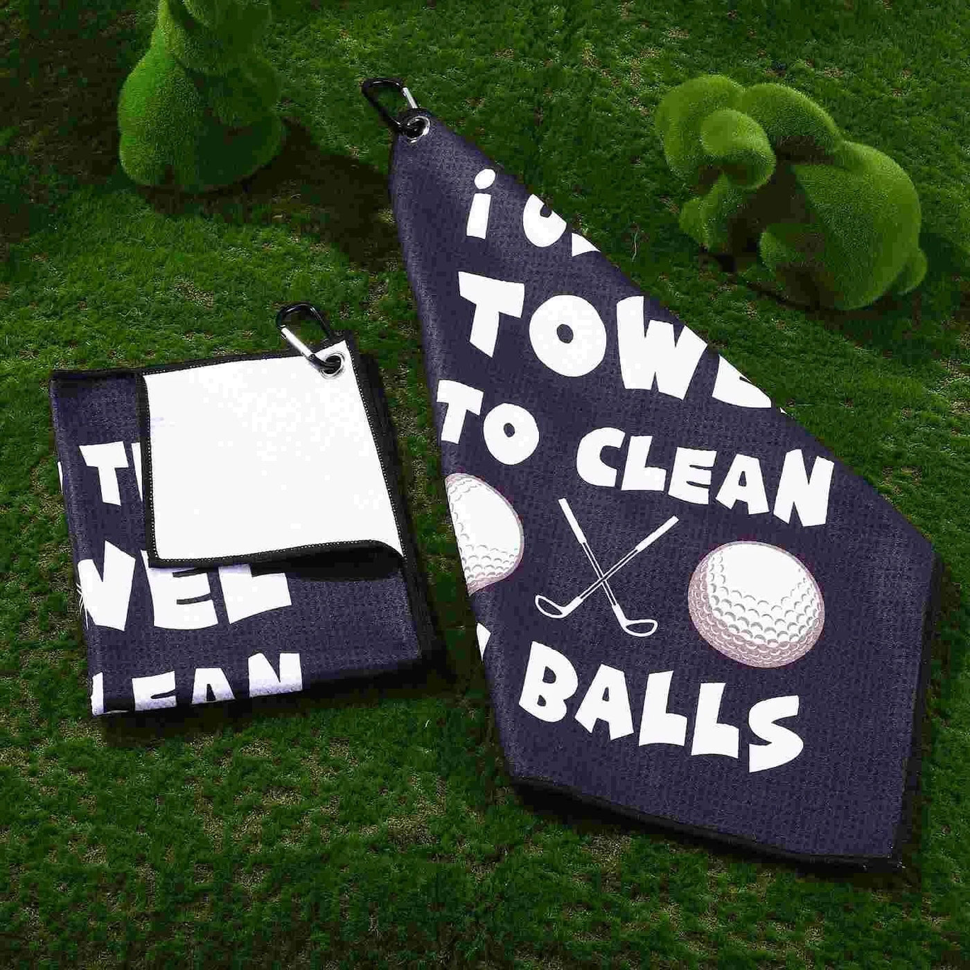 2 Pcs Black Golf Towel Microfiber Towels Golf Accessories Golf Training Aids Sports Equipment Dry Towels For Women Golfs Balls