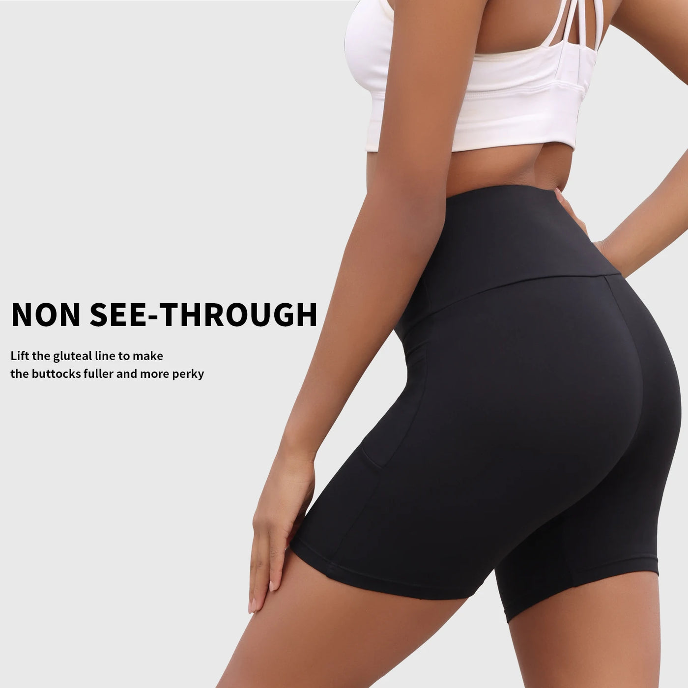 High Waisted Biker Shorts For Women With Pockets Super Soft No See Through Workout Running Yoga Athletic Push Up Gym