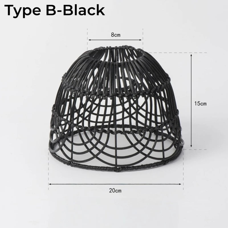 Woven Lantern LED  Hanging Light Lampshade Simulated Rattan Ceiling Pendant Lamp Shade Bedroom Dining Room Chandelier Lamp Cover