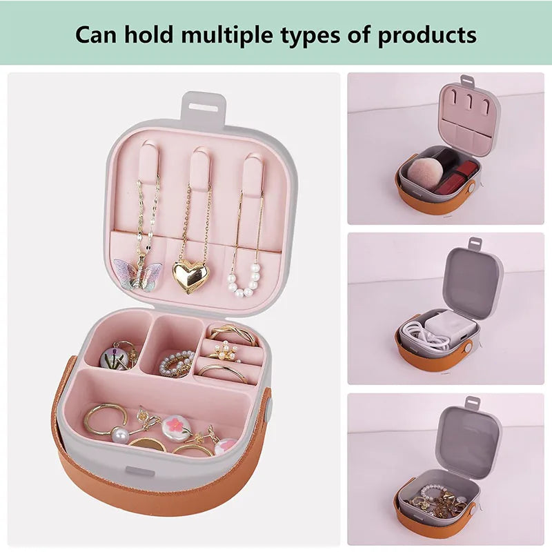 Mini Jewelry Travel Case Portable Traveling Jewelry Storage Organizer Box Women Rings Earrings Necklace Organizer Boxes JT