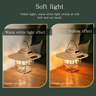 Led Camping Lantern Rechargeable Portable Outdoor Retro Hanging Lamp Stepless Dimming Camping Light Emergency Night Lamps