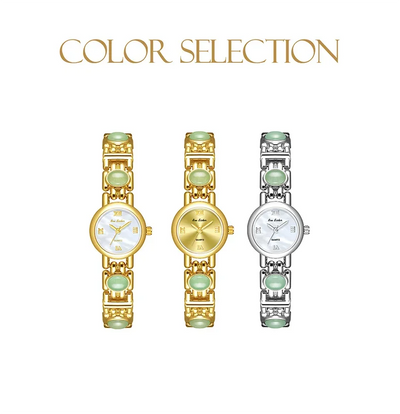 2025 High-End Vintage Woman Watches Fashion Elegant Natural Jade Stones Quartz Watch Retro Waterproof Hand Clock Gifts