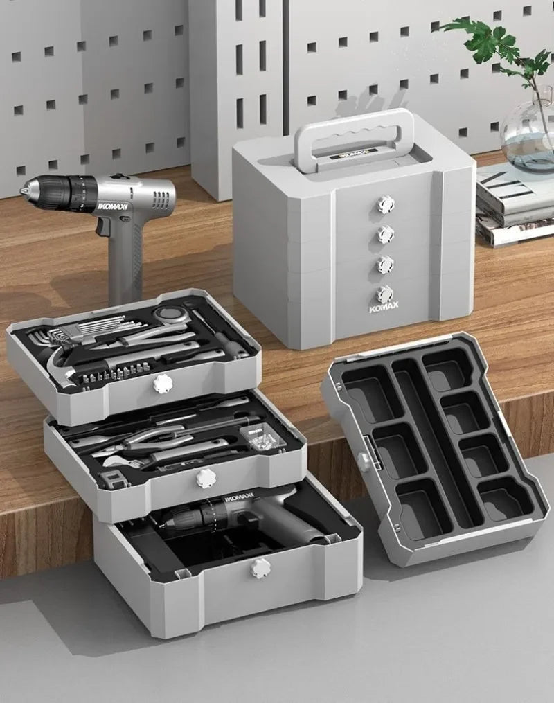 Professional Household Power Tool Set Multifunctional Electric Drill Screwdriver Hand Tools Set Portable Storage Tool Boxes