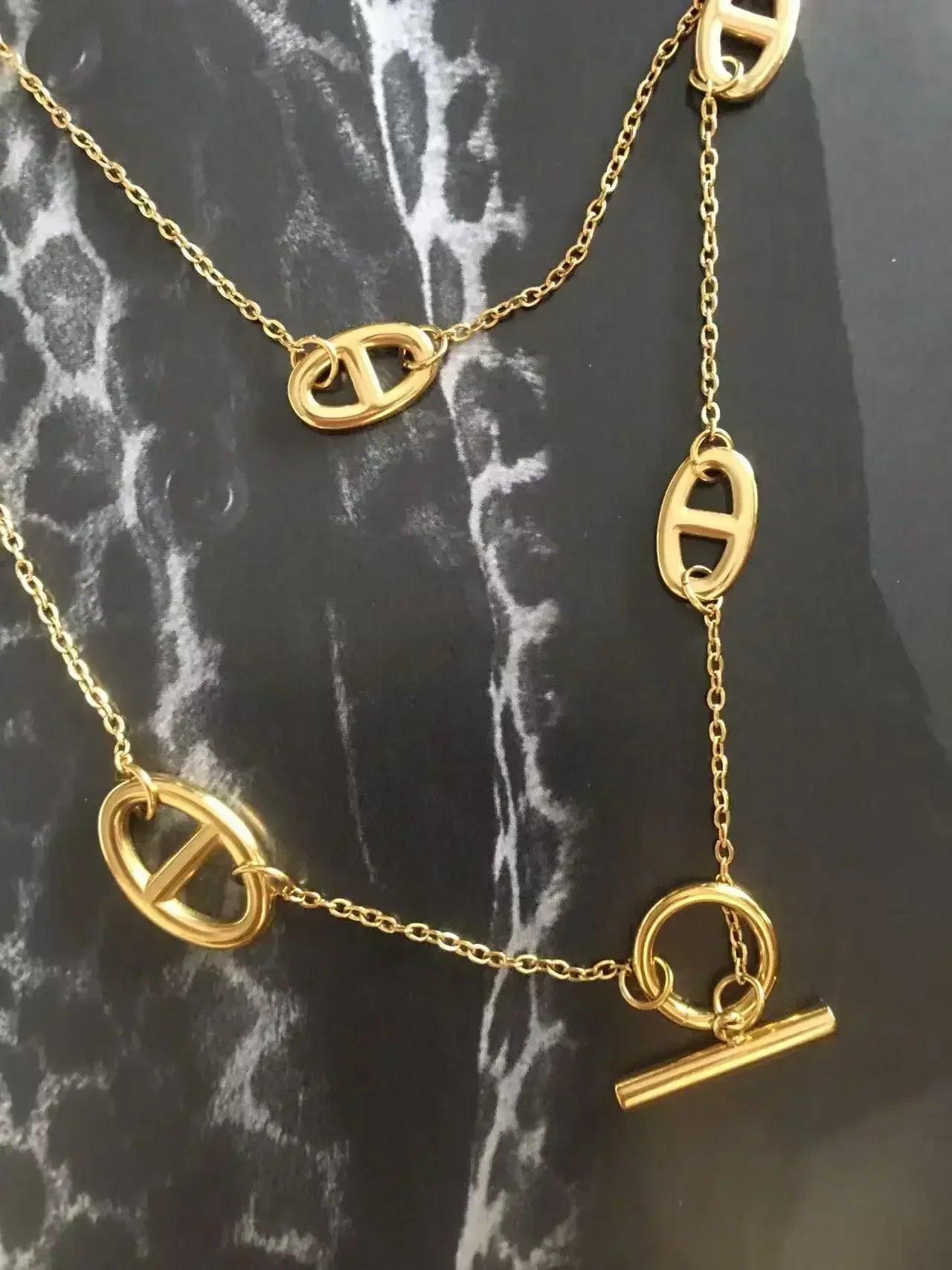 Luxurious 80cm non-fading necklace ot buckle long-sleeved decorative dress shirt t-shirt coat sweater chain high-end