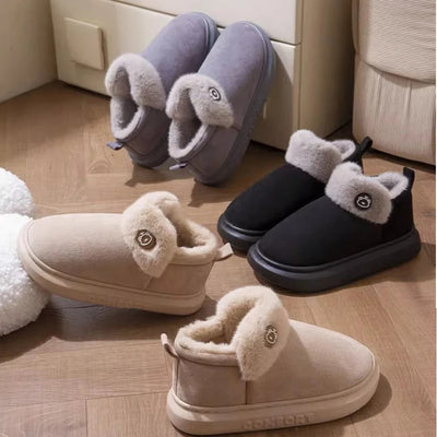 Winter Warm House Slippers Indoor Outdoor Cotton Plush Shoes Eva Lightweight Cozy Fur Lining For Men Women Family Comfort
