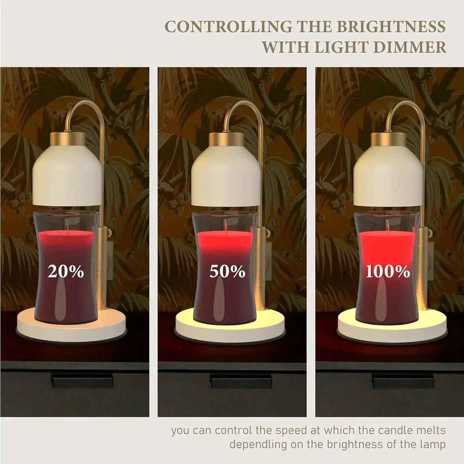 Candle warmer lamp 2 bulbs,timer and dimmer,compatible with large yankee jars,3 wick candles,height adjustable electric