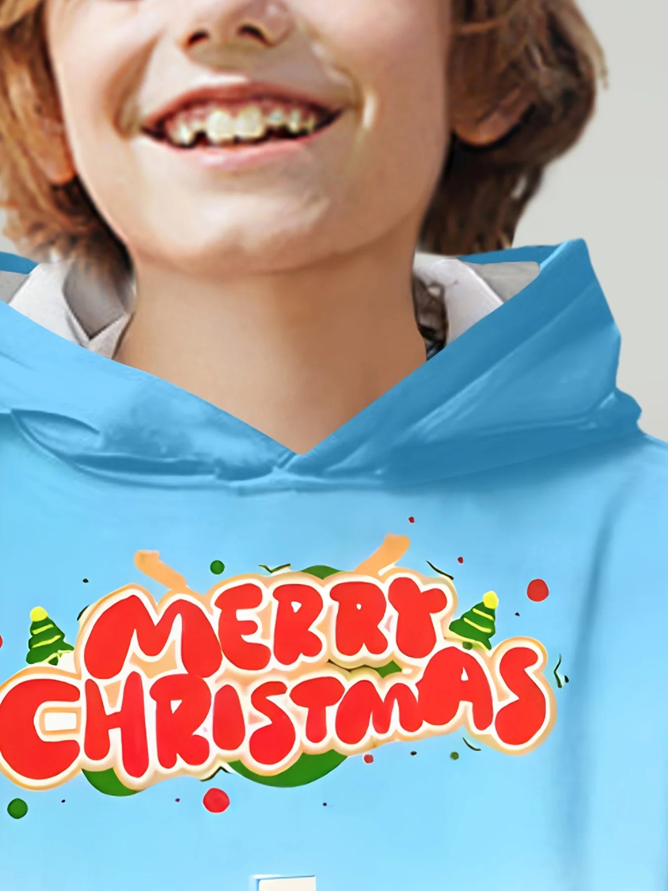 【Christmas Party Kids Wear】New Autumn Winter Children's Hooded Sweatshirt with Merry Christmas Print, for Sports and Daily Wear