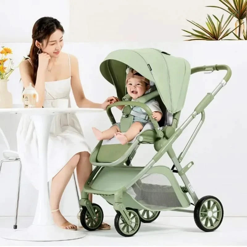 Portable High-view Baby Stroller Two-way Portable Baby Stroller Foldable Children's Four-wheel Baby Stroller 0-3 Years Old