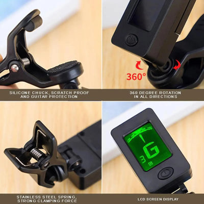 Guitar Tuner For All Instruments Clip On Electronic Tuner For Guitar Bass Ukulele Violin Mandolin Banjo Digital Guitar Tuner
