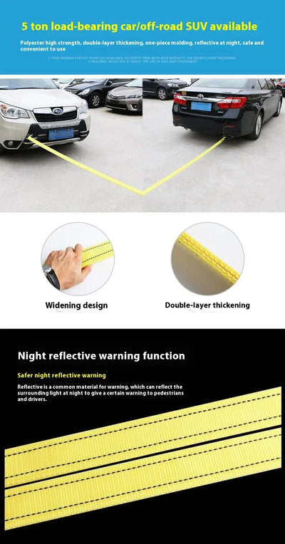 Car Trailer Rope Rescue Rope Eagle Hook Nylon Traction Rope Strong Thickened Durable 3m 4m 5m Double Trailer With Suv Motorcycle