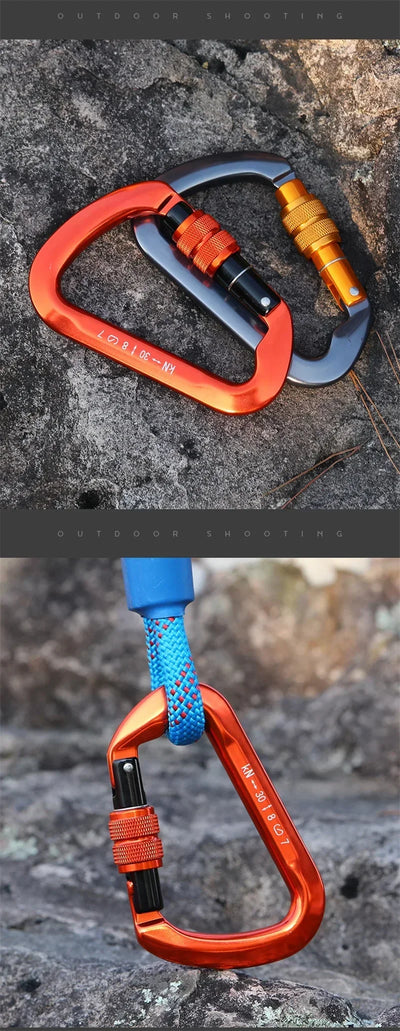 Carabiner Rock Climbing Mountain Landing 30kN High Altitude Operation Equipment Outdoor Aluminum Alloy Safety Buckle Hook