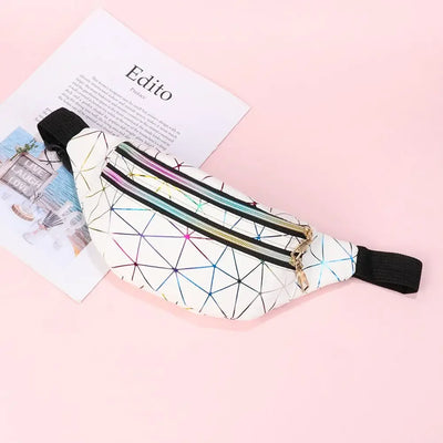 Fashion Geometric Patterns Wallet Bag Women Waist Packs Fanny Pack Pouch Hip Purse Satchel Laser Belt Bags