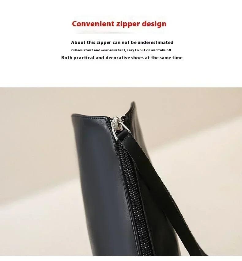 Long tube boots for women 2025 winter new height increasing knight thick heel retro versatile women’s