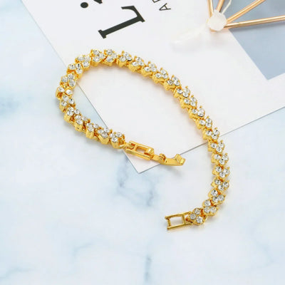 Charm Heart Crystal Bracelet for Women 2023 New Trendy Gold Color Zircon Chain Bangle Luxury Wedding Bridal Jewelry Accessories