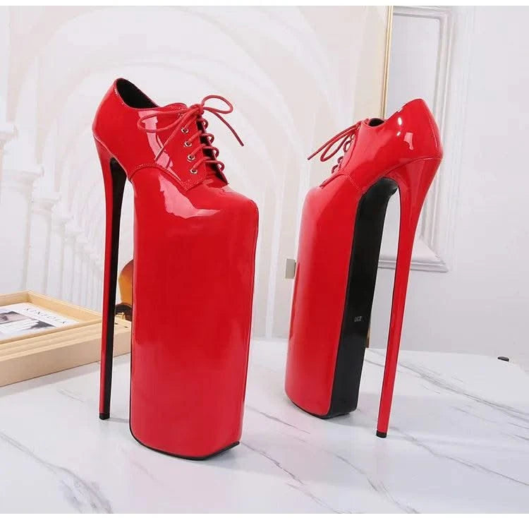 Women's Waterproof Platform High Heel Shoes 30cm | Lace up Fashion High Heel Shoes New | Trendy Model Shoes