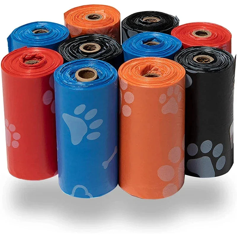 Random Color Cartoon Paw Graphic Dog Poop Bags Pet Poop Bags Leak-Proof Dog Waste Bags For Pet Supplies