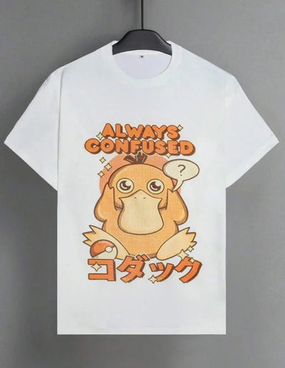 Oversized Men's Clothing Anime Print Psyduck Graphic T-Shirts
