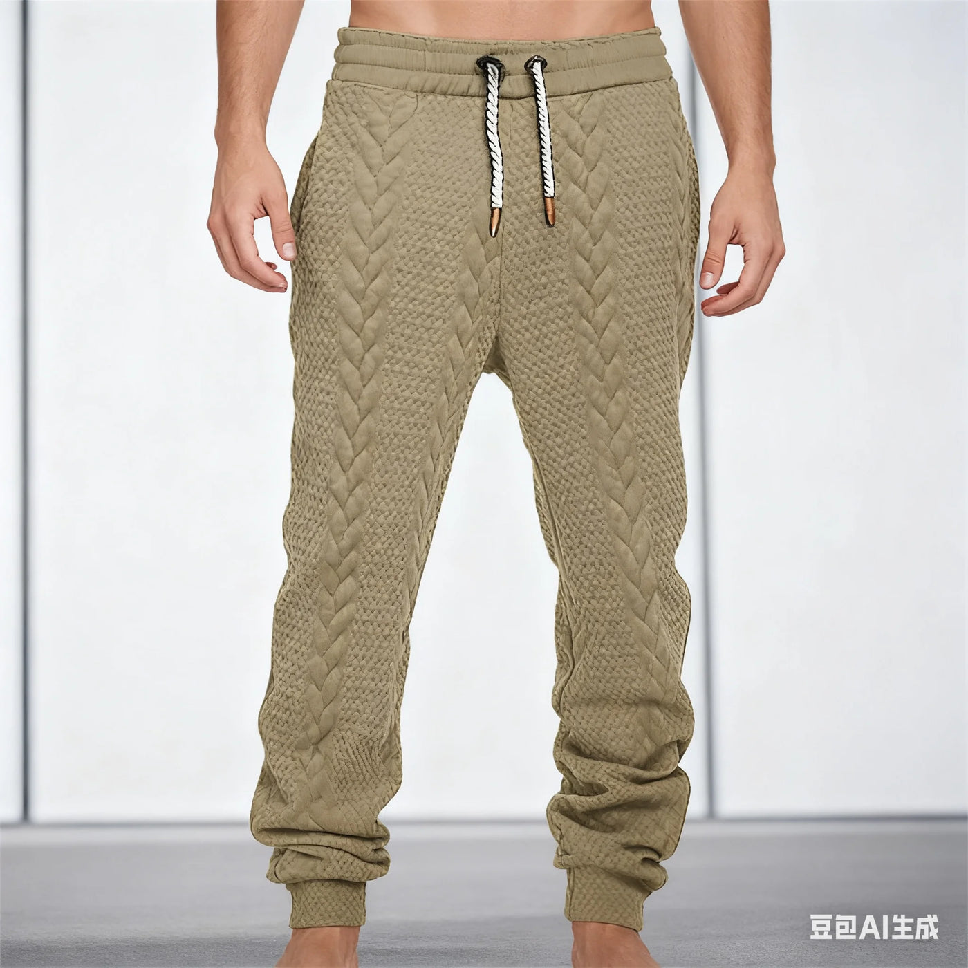 Men's Jacquard Trousers for Autumn & Winter, Soft Comfortable Casual Sportswear Pants Fashionable Street Business Attire for Men