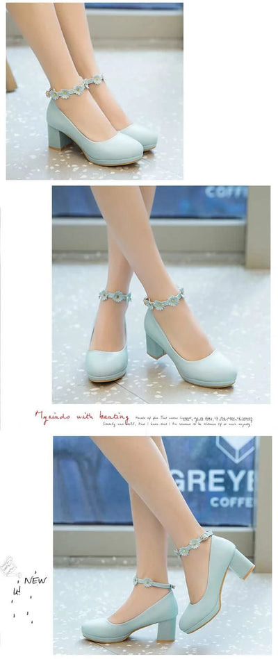 Platform Pump High Heels(30-43) With Fashion Flowers for Children, Girls | Kids Princess Sandals | Party  | Wedding