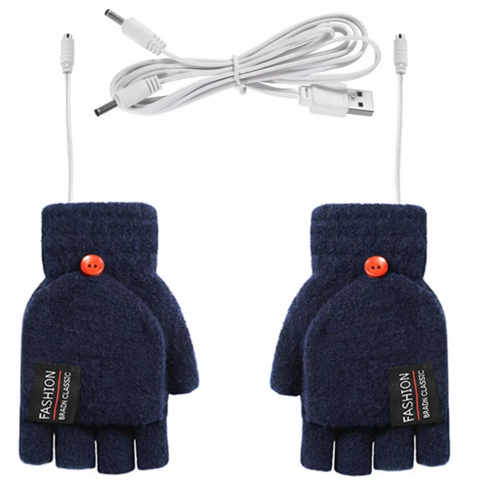 Hand Warmers Mittens Electric Heated Gloves Heater Rechargeable USB Reusable Winter Warm Heating Laptop for Women Men