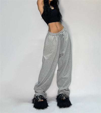 Casual Solid Sweatpants For Women High Waist Lace Up Loose Joggers Pant Classic Baggy Streetwear Female Sport Dance Trouser Y2K
