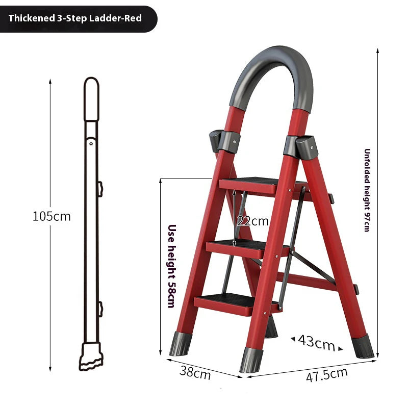 Adjustable Zigzag Folding Ladder 3 4 5 6 Step Thickened Carbon Steel Engineering Ladder Stable Climbing Tool for Home And Garden