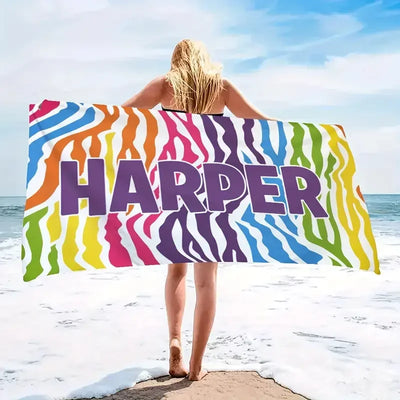 Bohemian Custom Name Beach Towel Floral Microfiber Towels Absorbent Quick-Drying Soft Yoga Swimming Towels Gift For Birthday