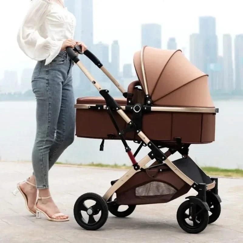 3-in-1 Twin Baby Stroller with Car Seat,portable Foldable Baby Stroller High View Newborn Baby Stroller Can Sit and Lie