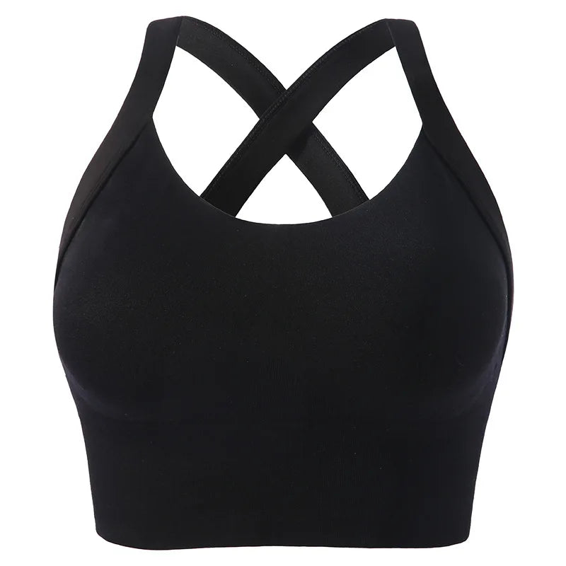 High Impact Sports Bras for Women Solid Color Underwear Gathered Without Steel Rings Sexy Suspender Running Back Brag