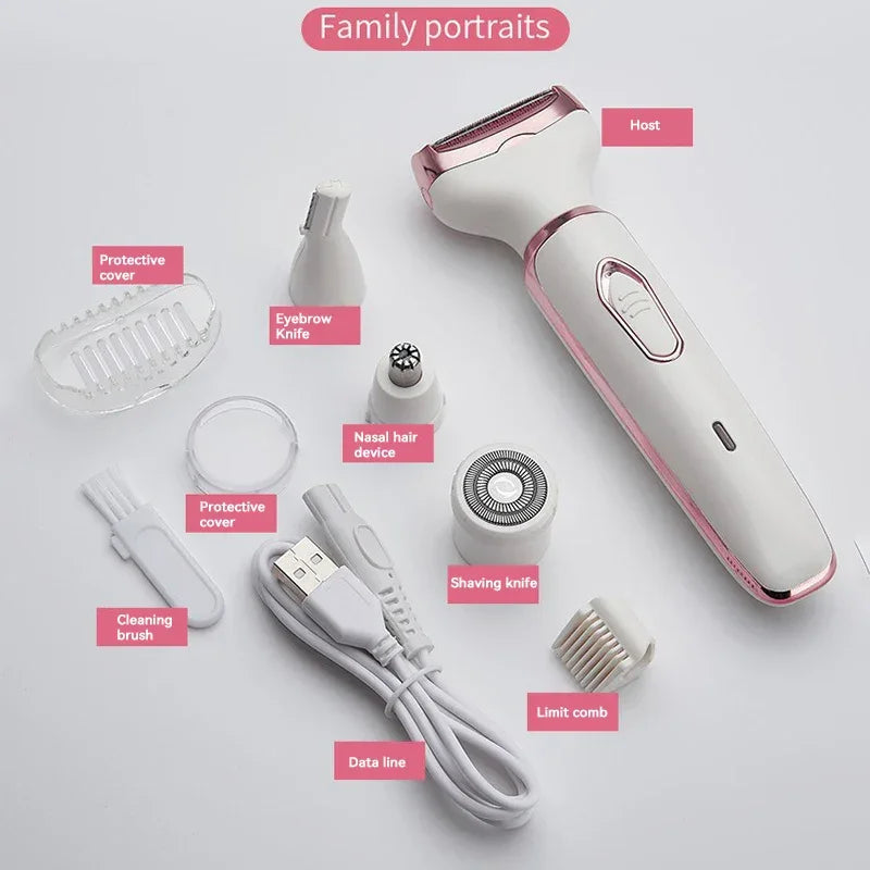 2025 4 In 1 Electric Lady Shaver Body Hair Removal Epilator Painless Cordless Trimmer Razor Gifts For Women 2025 - Elanique
