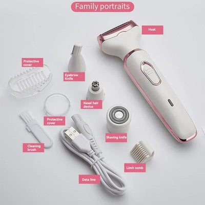 2025 4 In 1 Electric Lady Shaver Body Hair Removal Epilator Painless Cordless Trimmer Razor Gifts For Women 2025 - Elanique