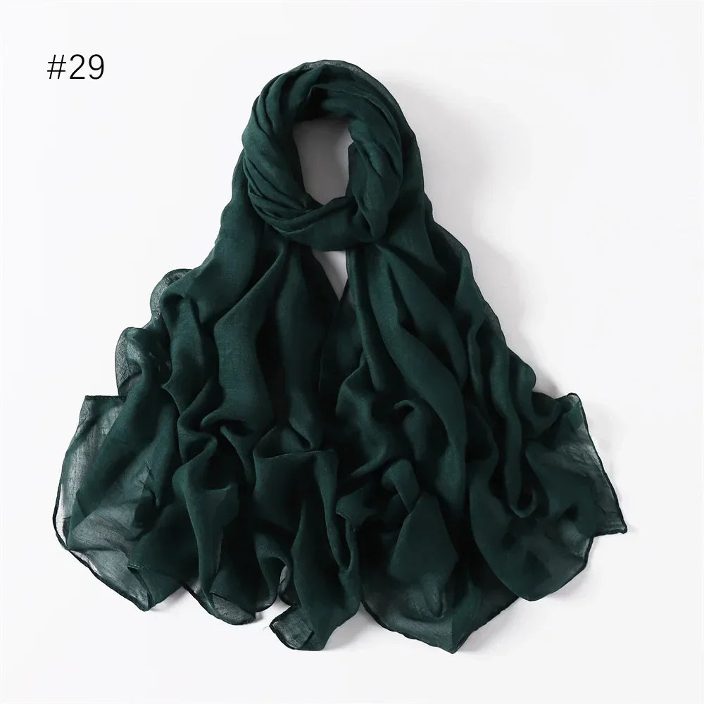 New Cotton Linen Scarf For Women Girls Students Autumn Classic Solid Color Scarves Retro Soft Foulard Viscose Female Wrap Shawls