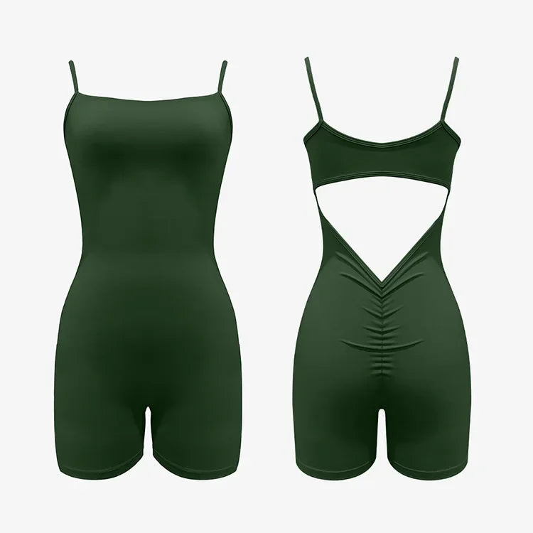 Seamless Yoga Jumpsuit Sports Fitness Hip-lifting Beautiful Back Hollow V-waist Slim Workout Clothing Gym Tracksuit for Women