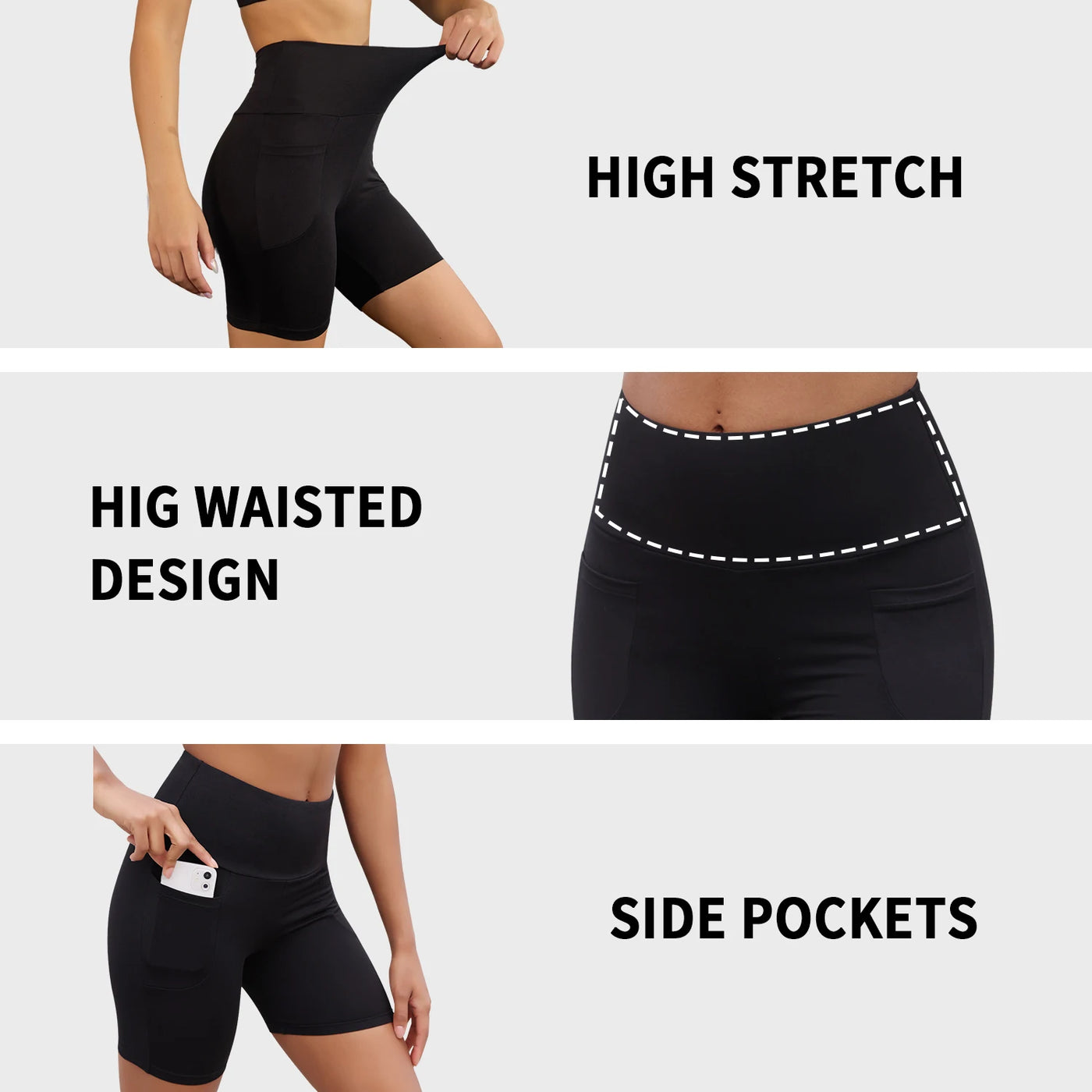 High Waisted Biker Shorts For Women With Pockets Super Soft No See Through Workout Running Yoga Athletic Push Up Gym