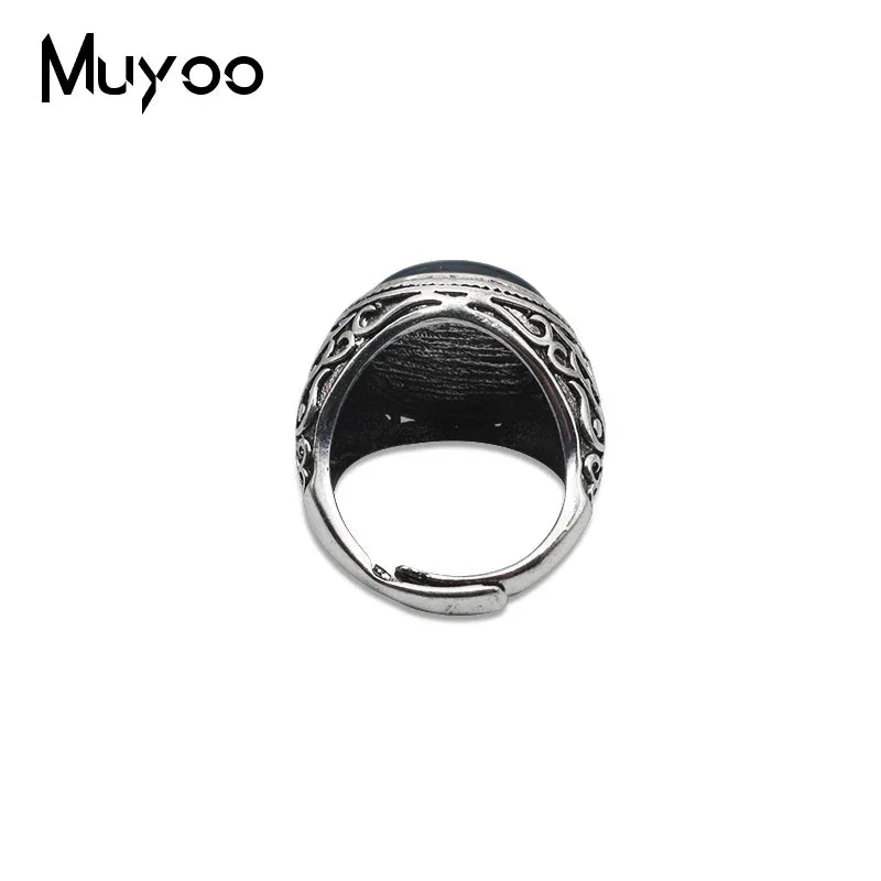 Atheist Atheism Symbol Antique Rings for Men Atheist Logo Glass Cabochon Fashion Dome Rings Handmade Jewelry Vintage Ring