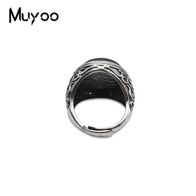 Atheist Atheism Symbol Antique Rings for Men Atheist Logo Glass Cabochon Fashion Dome Rings Handmade Jewelry Vintage Ring