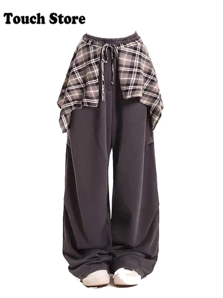 Women Joggers Long Trousers Pants Y2K Japanese Harajuku Loose Casual Elastic Waist Trousers Grunge Kpop Baggy Chic Hip-pop Punk