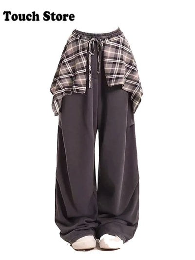 Women Joggers Long Trousers Pants Y2K Japanese Harajuku Loose Casual Elastic Waist Trousers Grunge Kpop Baggy Chic Hip-pop Punk