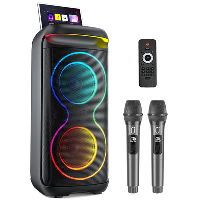 Large Party Speaker, Wireless Bluetooth Speaker with Microphone, Led Party Light, Karaoke Machine, 8inch Large Bluetooth Party