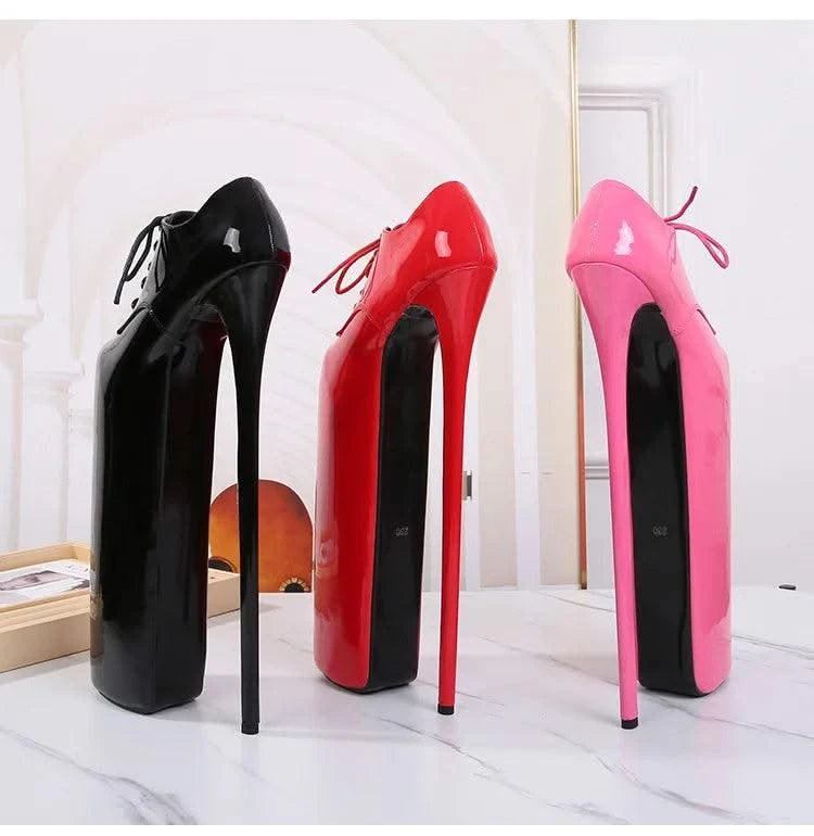 Women's Waterproof Platform High Heel Shoes 30cm | Lace up Fashion High Heel Shoes New | Trendy Model Shoes