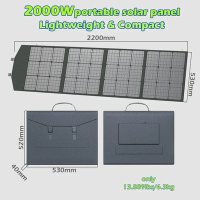 Flexible, Foldable, High Efficiency Solar Panel, Travel & Phone & Boat, Portable 12V 2000w 1500w 1000w 500w Solar Panel Kit