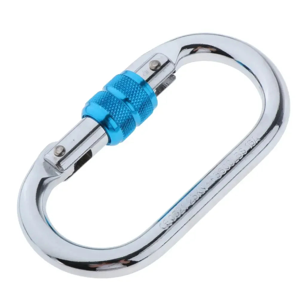 Climbing Carabiner, 25 Kn O-Shaped Strength Steel Screw Locking Carabiners for Hammock Climbing Hiking Yoga