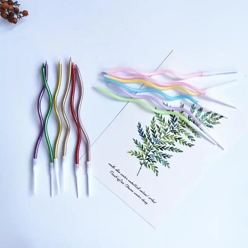 Birthday cake candles smoke-free curved curly coil long for wedding party supplies