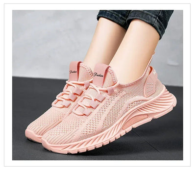 2025 Designer Women Casual Sneakers Sports Shoes Fashion Brand Lace Up Loafers Female Knitted Mesh Breathable Shoes for Women