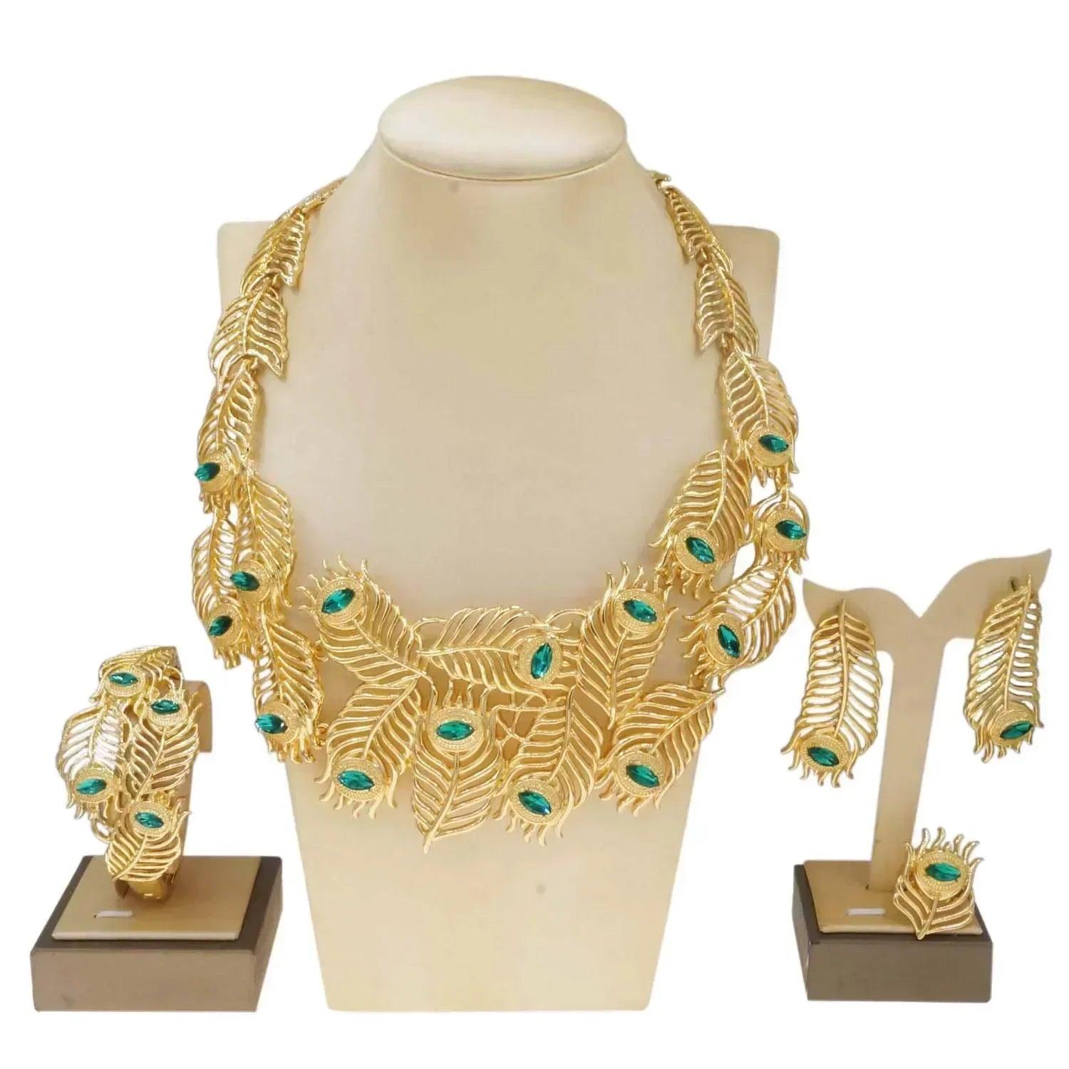 Luxury woman long necklace unique design italian wedding party earrings bracelets gold plated jewelry accessories high