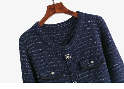 New Autumn Winter Women Knitted Dress Brand Fashion Royal Blue Bodycon Sweater Dress Lady Office Midi Dress