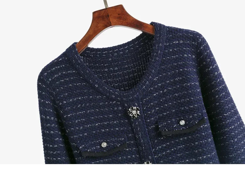 New Autumn Winter Women Knitted Dress Brand Fashion Royal Blue Bodycon Sweater Dress Lady Office Midi Dress