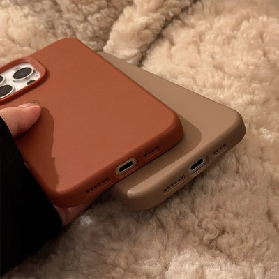 Minimalist Brown Gray Cream White Phone Cases for iPhone 16 Plus Pro Max 15 14 13 12 11 Winter Style Protective Phone Covers