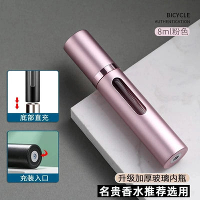 Portable Luxurious 9ml Travel Perfume Bottle Rosted Metal Shell Bottom Filling Sample Delicate Spray Empty Perfume Dispenser
