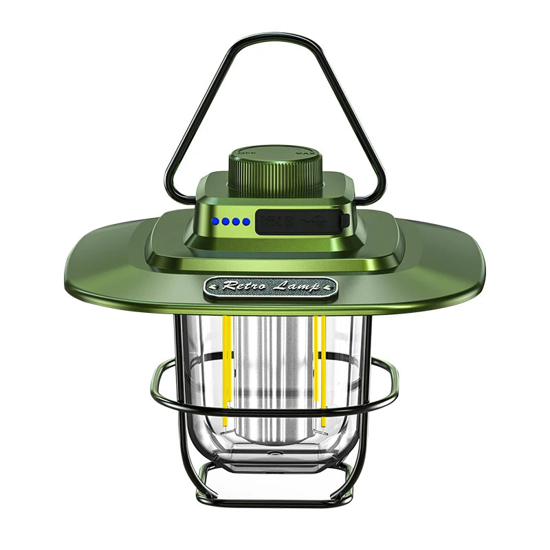 Led Camping Lantern Rechargeable Portable Outdoor Retro Hanging Lamp Stepless Dimming Camping Light Emergency Night Lamps